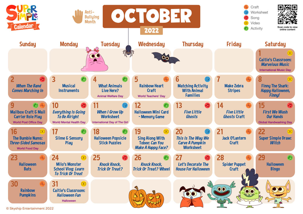 Super Simple Calendar - October 2022