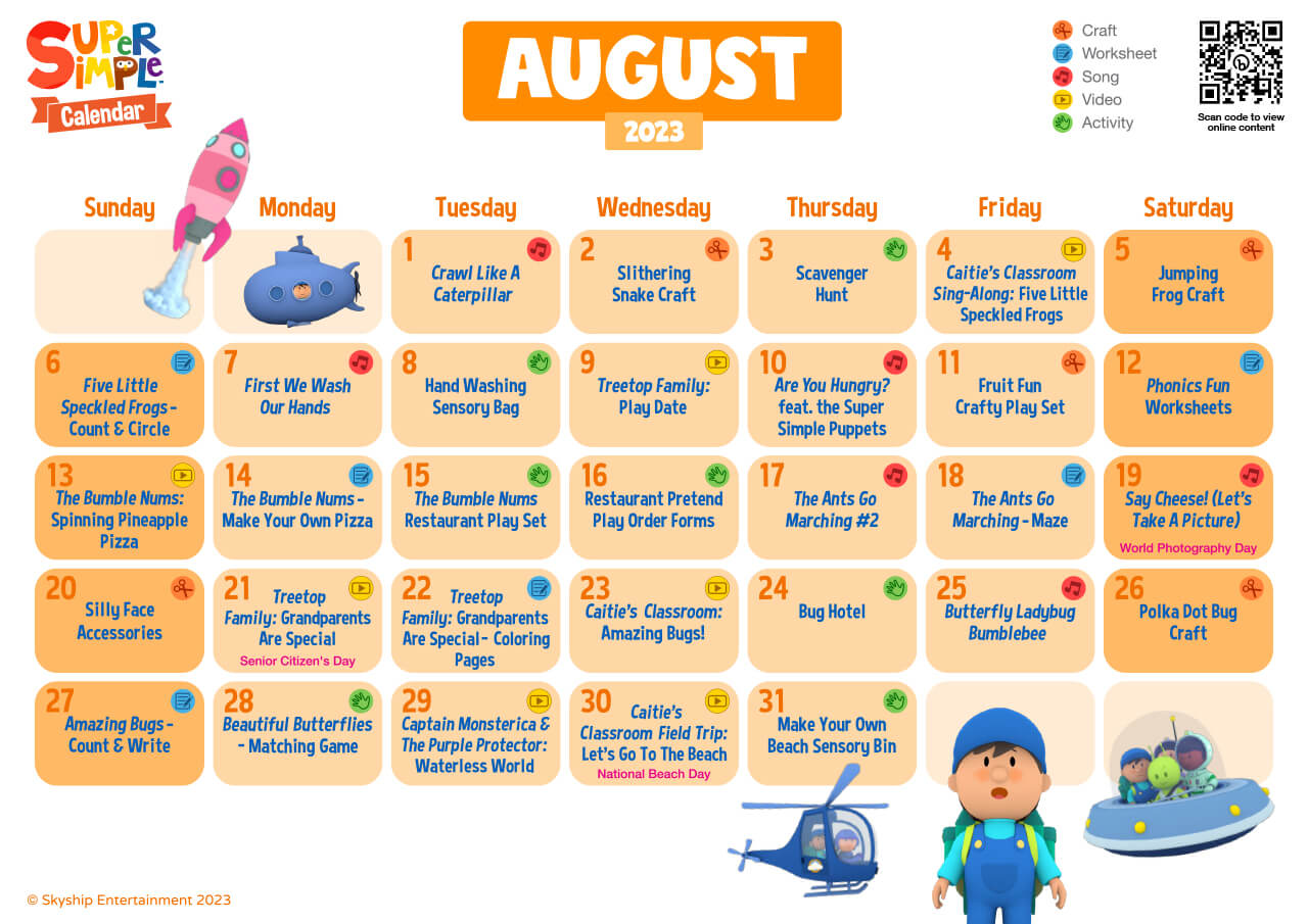Super Simple Calendar - August