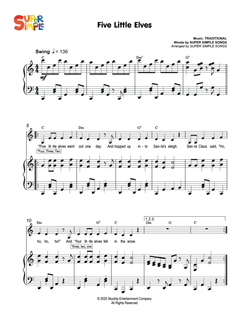 Five Little Elves Sheet Music