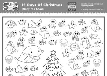 12 Days Of Christmas (Finny the Shark) - Search, Count, & Color