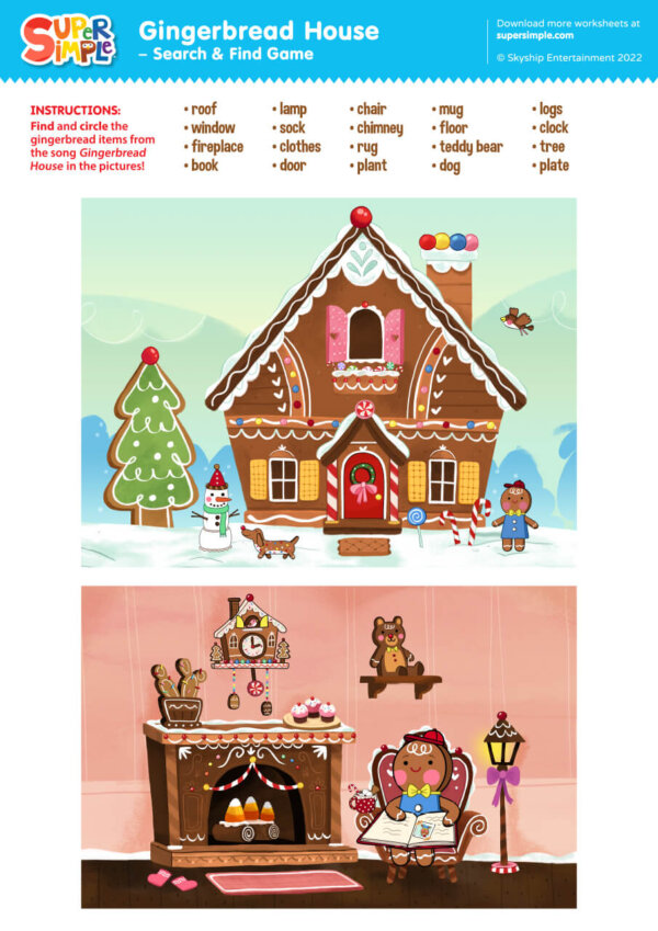 Gingerbread House Search & Find Game Super Simple