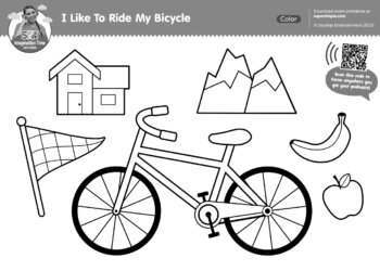 Super Simple Podcast - I Like To Ride My Bicycle Coloring Page