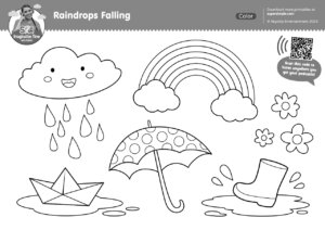 Imagination Time - Raindrops Falling Coloring Page