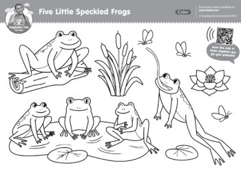 Imagination Time - Five Little Speckled Frogs Coloring Page