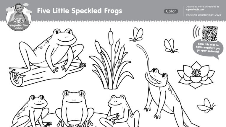 Imagination Time - Five Little Speckled Frogs Coloring Page