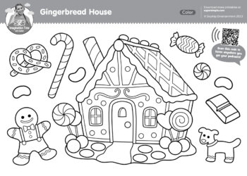 Imagination Time - Gingerbread House Coloring Page