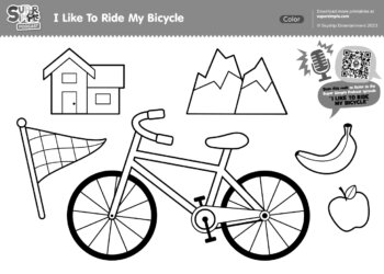 Super Simple Podcast - I Like To Ride My Bicycle Coloring Page