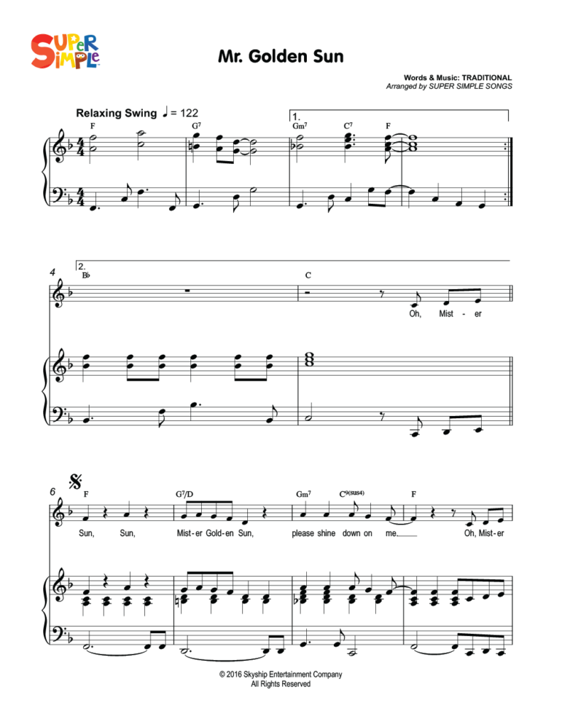 Mr. Golden Sun Sheet Music