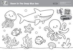 Super Simple Podcast - Down In The Deep Blue Sea Coloring Page