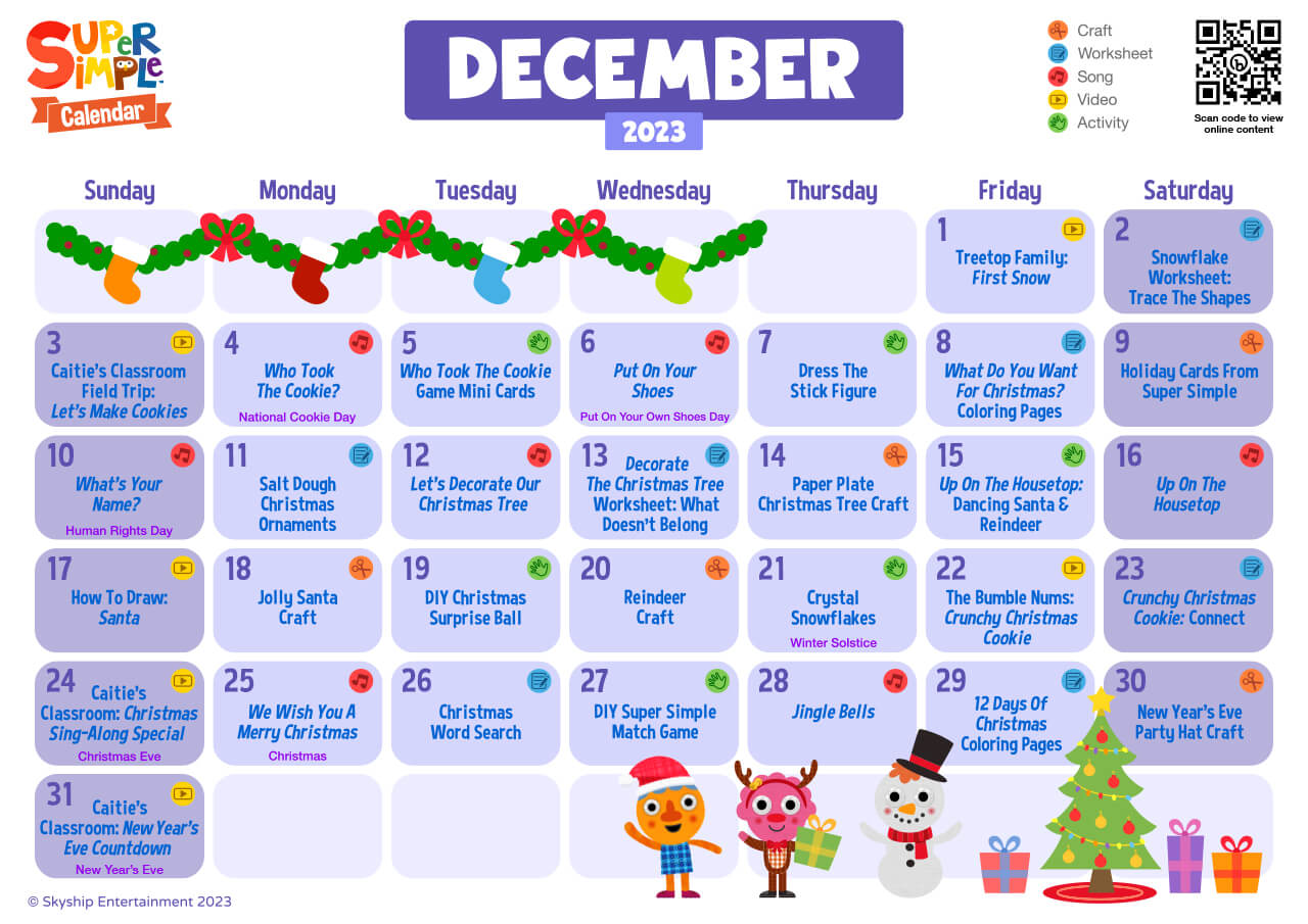 Super Simple Calendar - December 2023