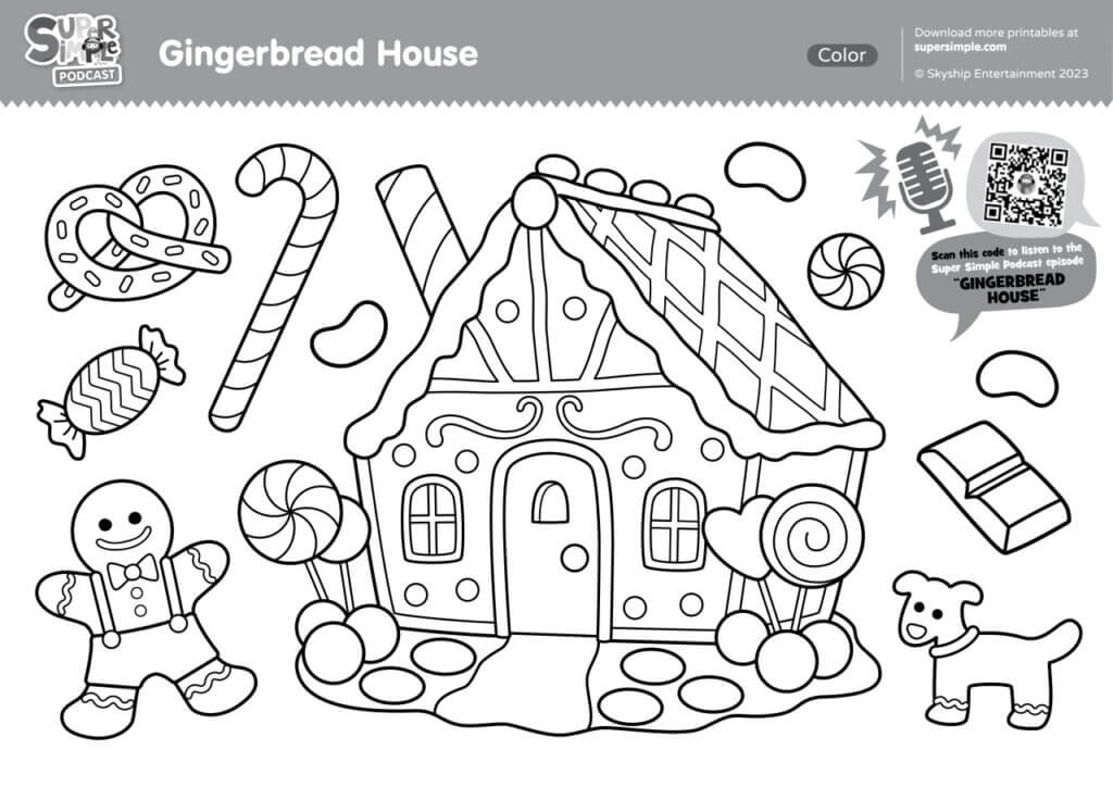 Super Simple Podcast - Gingerbread House Coloring Page