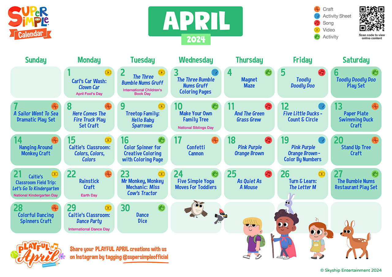 Super Simple Calendar - April 2024