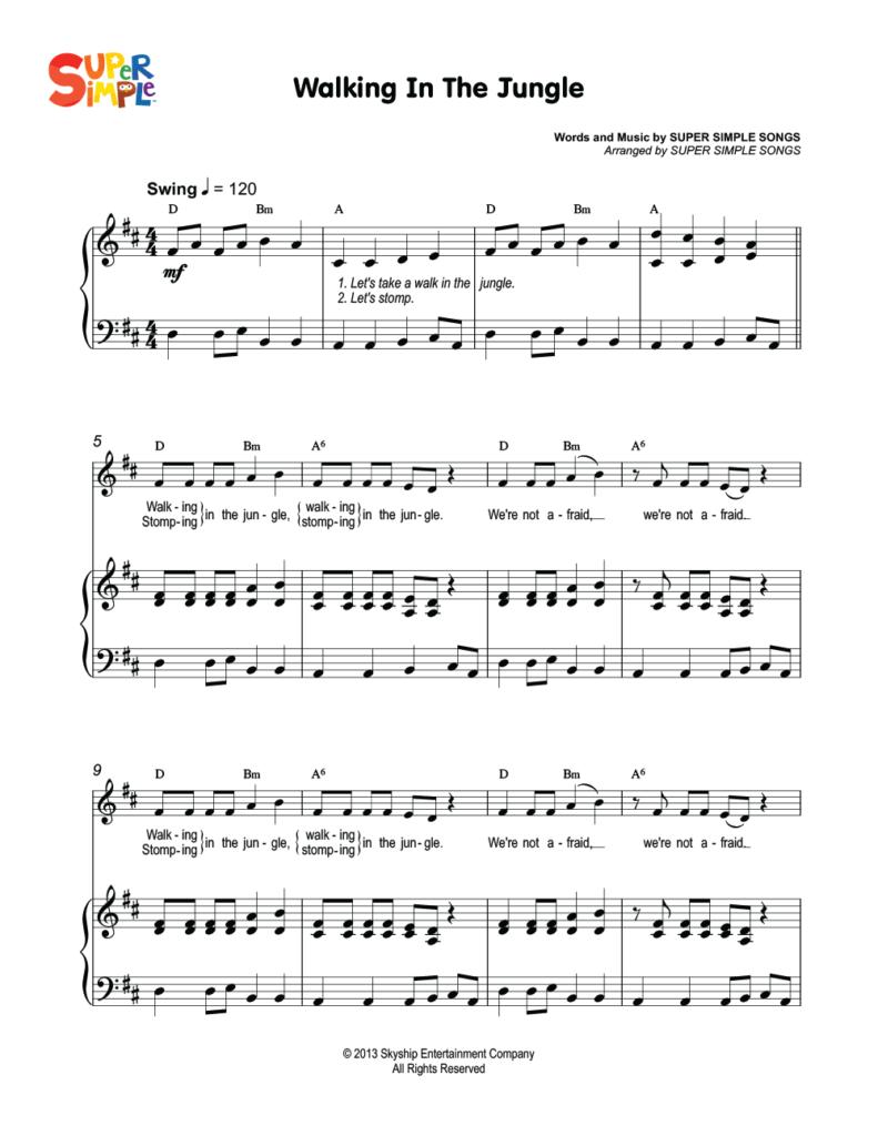 Walking In The Jungle Sheet Music