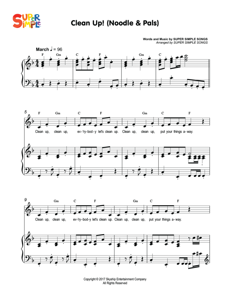 Clean Up! (Noodle & Pals) Sheet Music