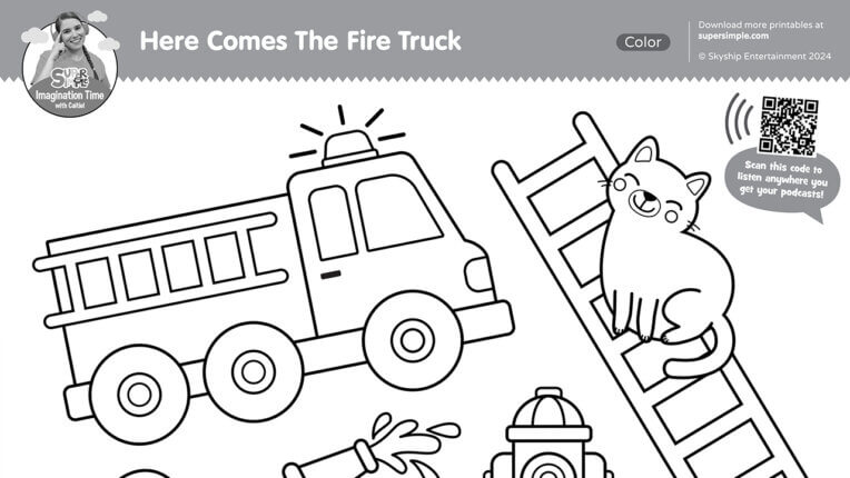 Imagination Time - Here Comes The Fire Truck Coloring Page