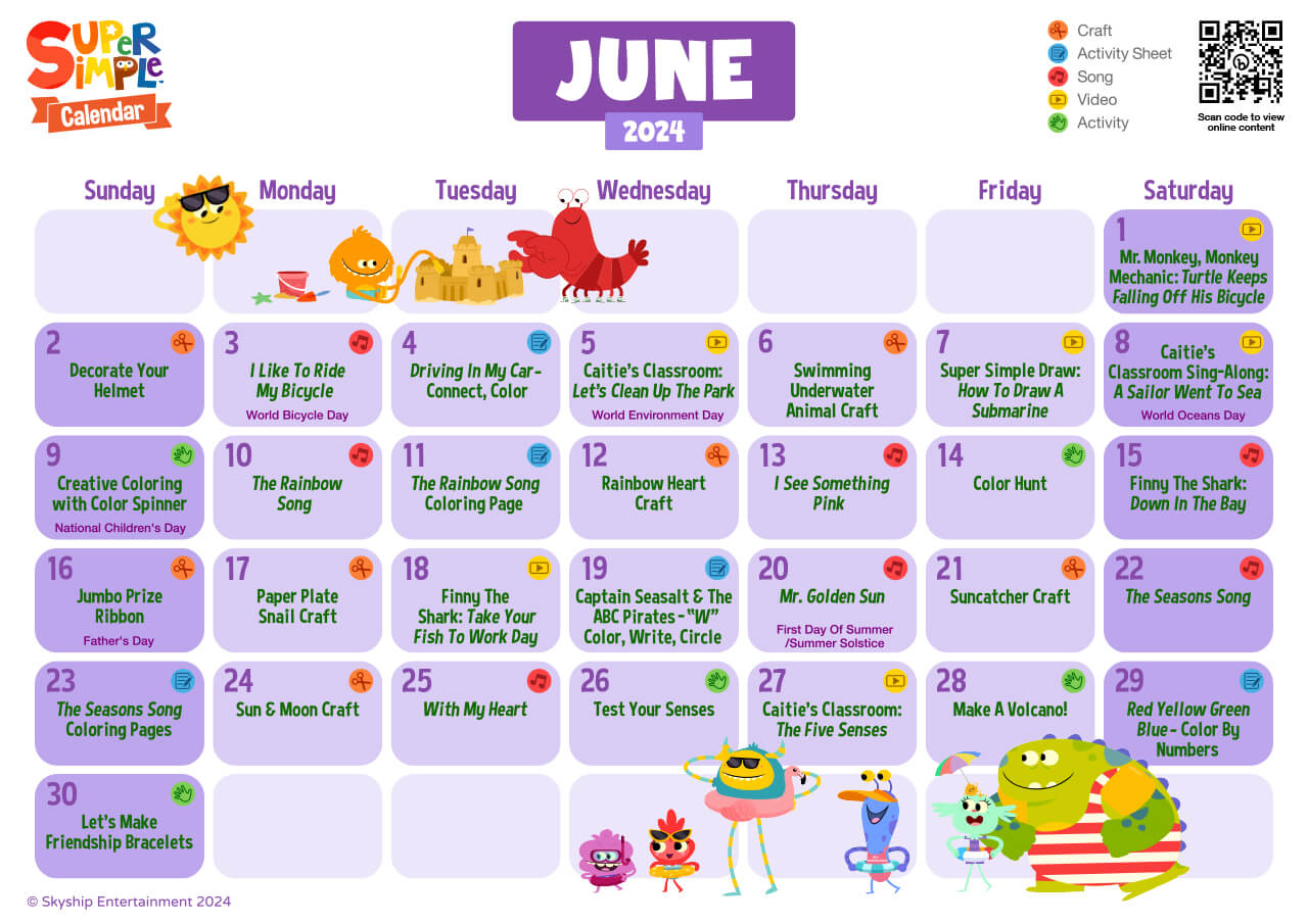 Super Simple Calendar - June 2024