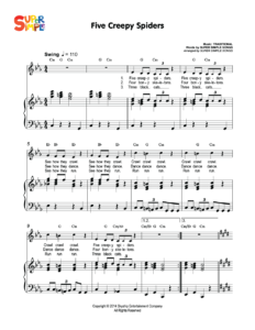 Five Creepy Spiders Sheet Music