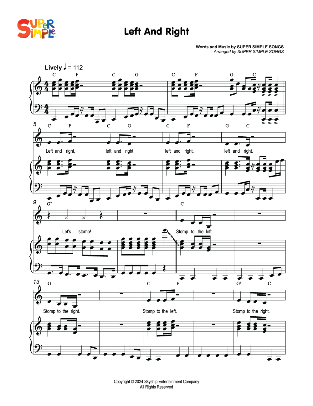 Left And Right Sheet Music - Super Simple left-and-right-sheet-music-super-simple