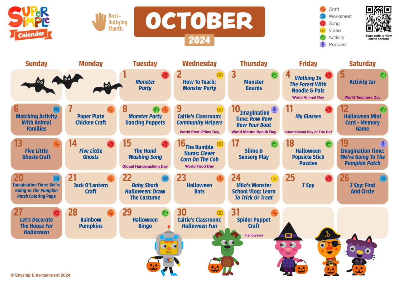 Super Simple Calendar - October 2024