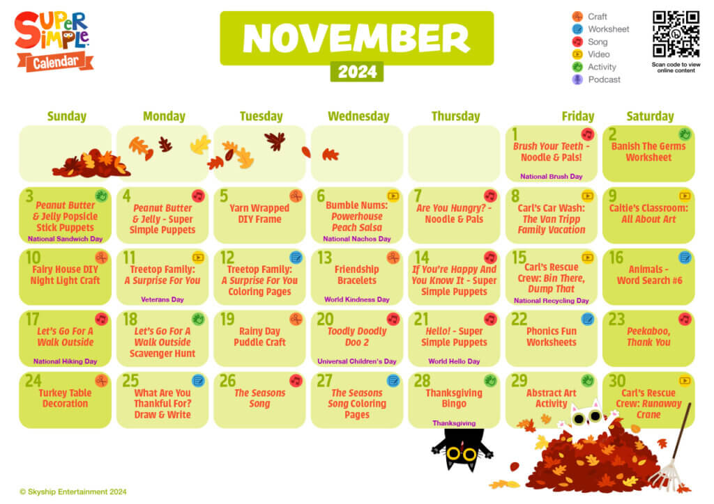 Super Simple Calendar - November 2024