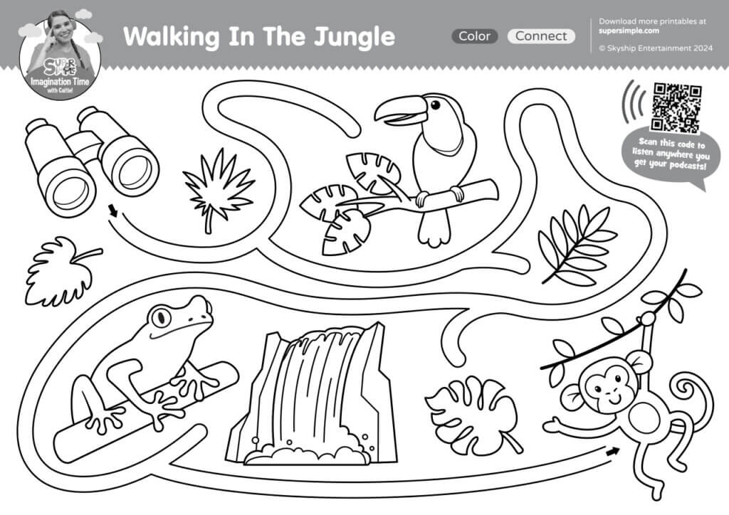 Imagination Time - Walking In The Jungle Coloring Page