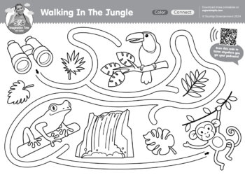 Imagination Time - Walking In The Jungle Coloring Page