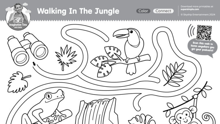 Imagination Time - Walking In The Jungle Coloring Page