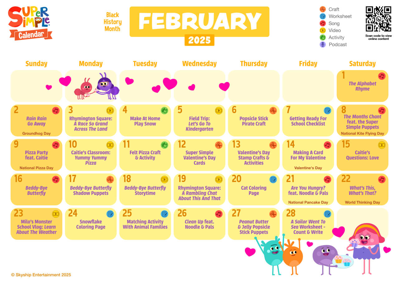 Super Simple Calendar - February 2025