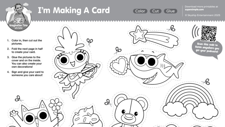 Imagination Time - Making A Card Craft & Coloring Page