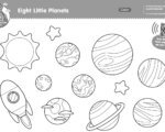 8 Little Planets Coloring Page