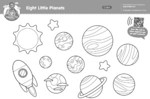 8 Little Planets Coloring Page