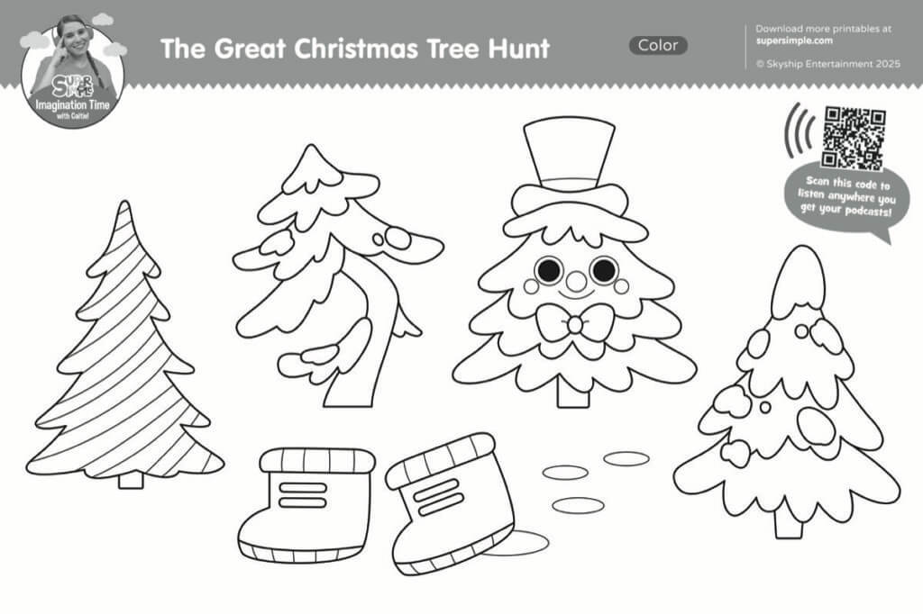 Imagination Time - The Great Christmas Tree Hunt Coloring Page