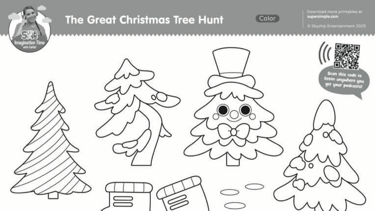 Imagination Time - The Great Christmas Tree Hunt Coloring Page