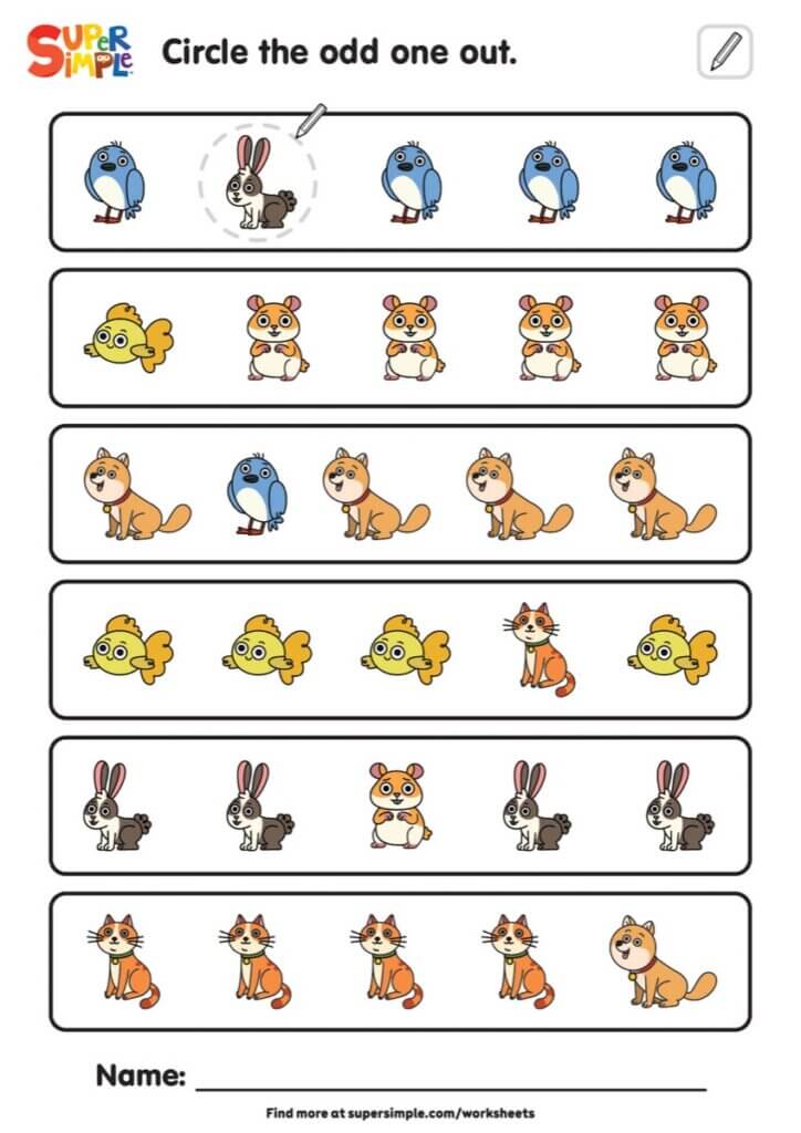 I Love My Pet - Circle The Odd One Out Worksheet