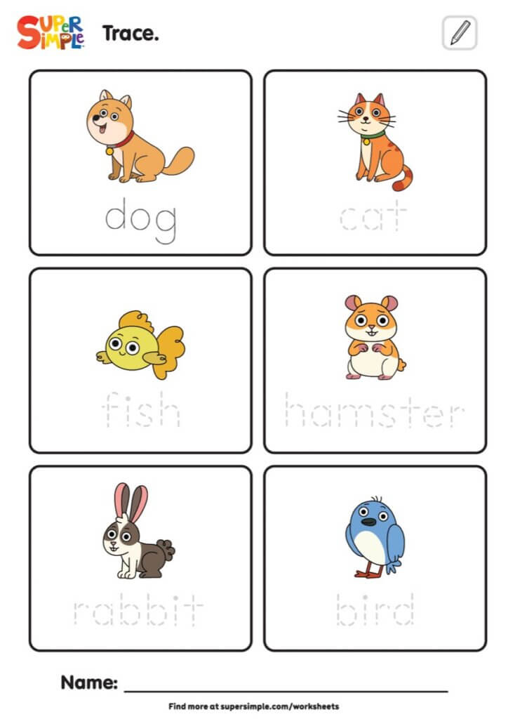 I Love My Pet - Tracing Worksheet