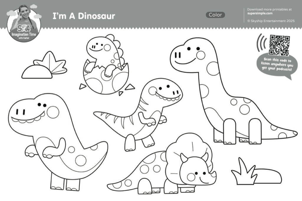 I Am A Dinosaur Coloring Page