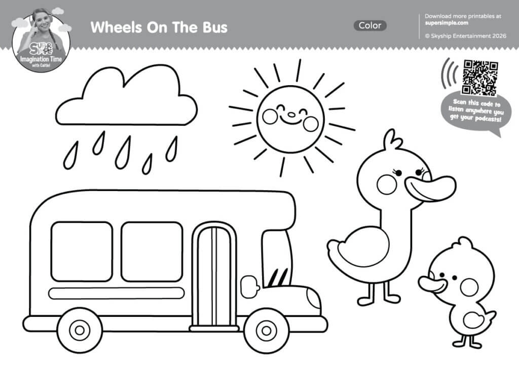 Wheels On The Bus Coloring Page