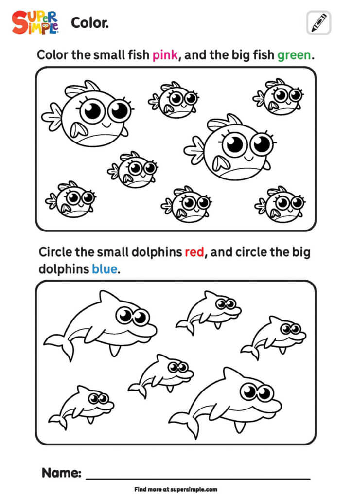 I'm A Baby Fish - Color & Circle Worksheet