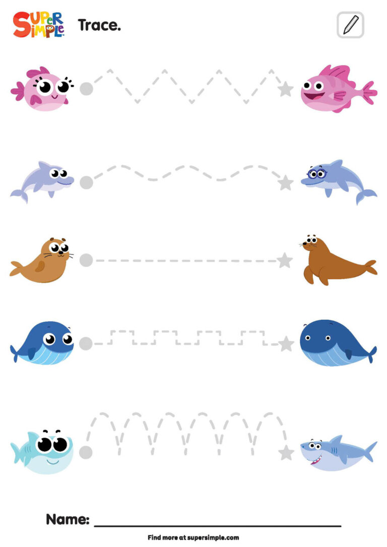 I'm A Baby Fish - Tracing Worksheet - Super Simple