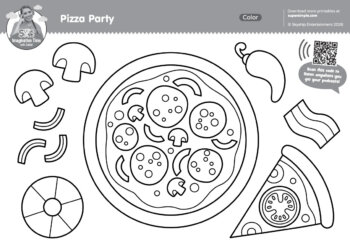 Imagination Time - Pizza Party Coloring Page