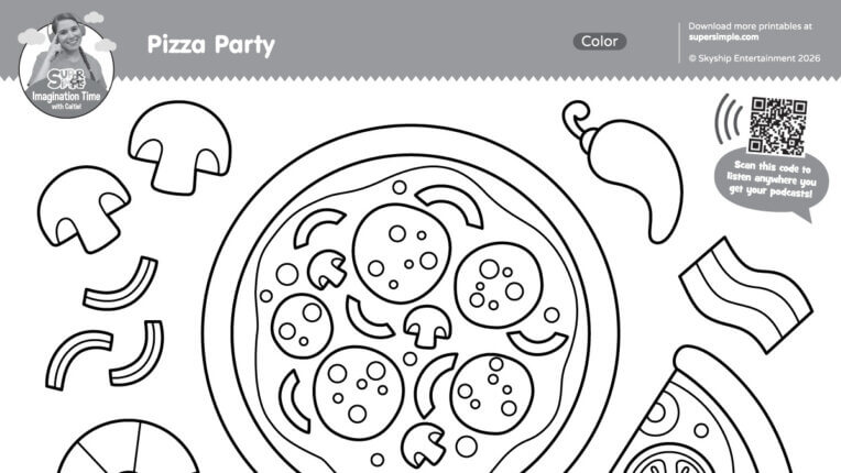 Imagination Time - Pizza Party Coloring Page