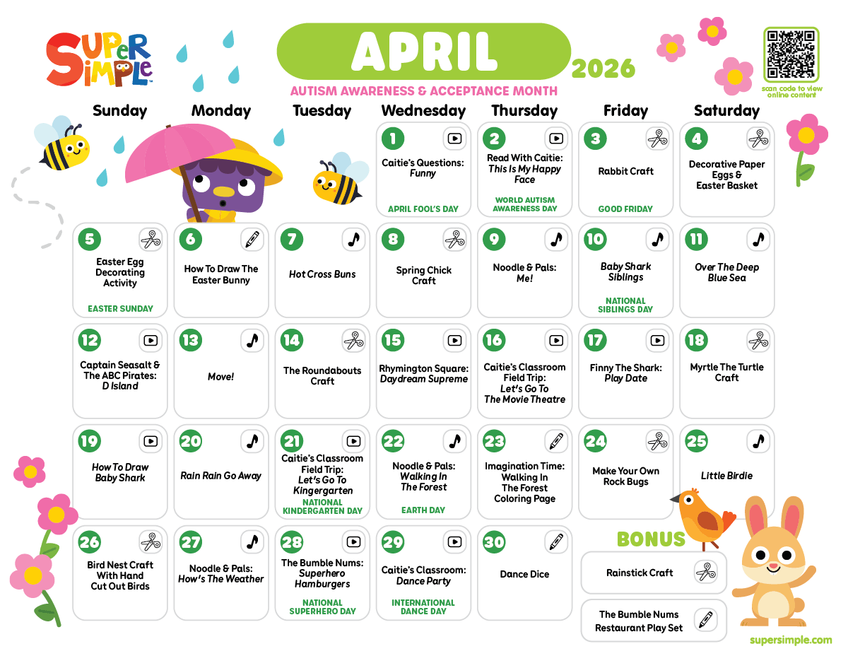 Super Simple Calendar - April 2026