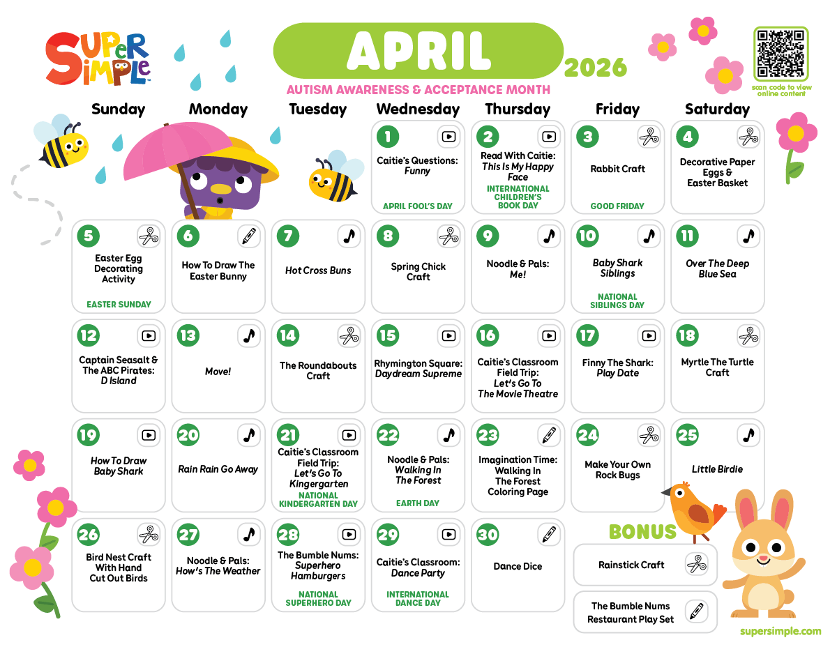 Super Simple Calendar - April 2026