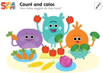 I Love Eating Vegetables - Count And Color Worksheet