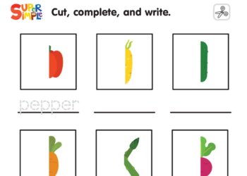 I Love Eating Vegetables - Cut, Complete, And Write Worksheet