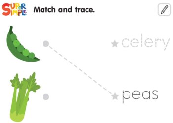 I Love Eating Vegetables - Match And Trace Worksheet