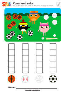Sports! - Count And Color Worksheet