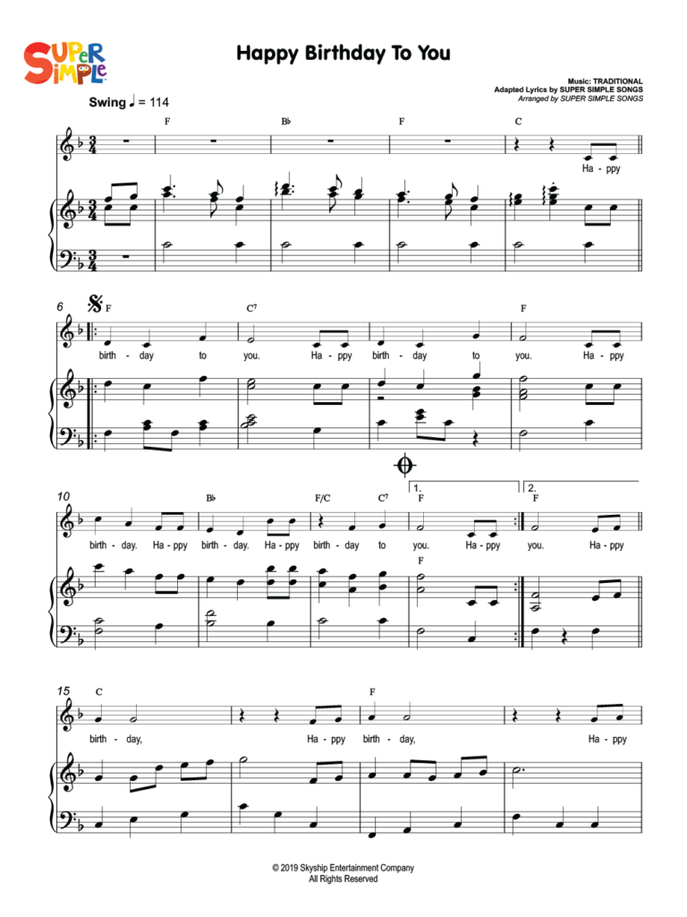 Happy Birthday To You Sheet Music