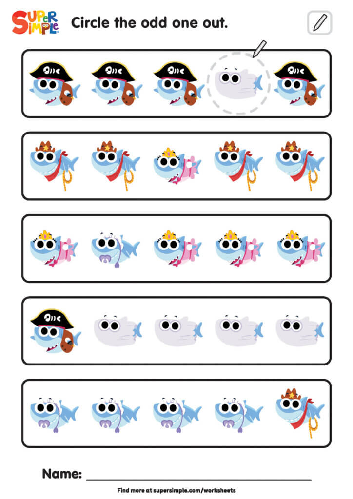 Baby Shark Halloween - Circle The Odd One Out Worksheet