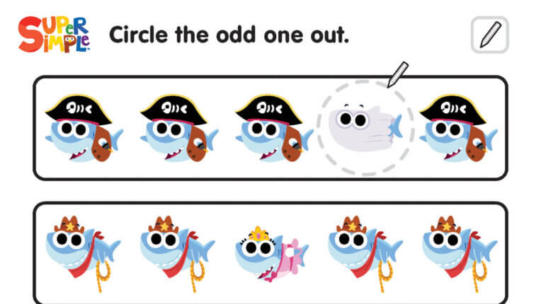 Baby Shark Halloween - Circle The Odd One Out Worksheet